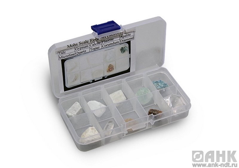 Шкала Мооса - набор эталонных минералов из 10 шт.