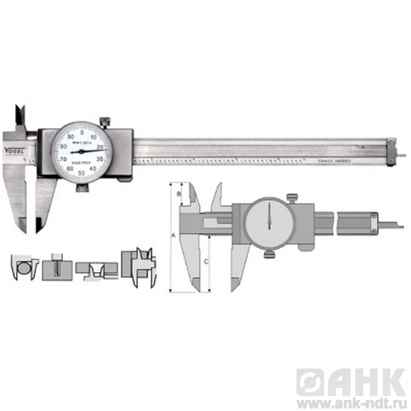 Штангенциркули Vogel с круговой шкалой в дюймах