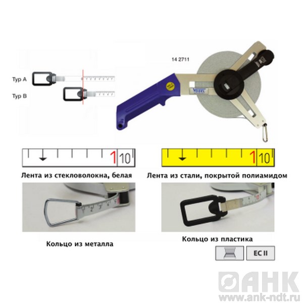 Мерная лента в 3-х угловой алюминиевой раме с рукояткой