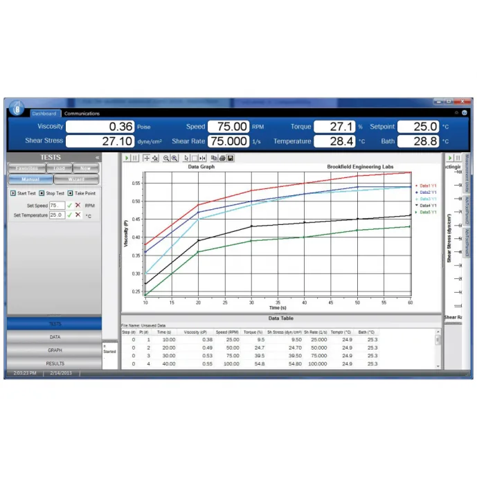 Программное обеспечение Brookfield RheoCalc T