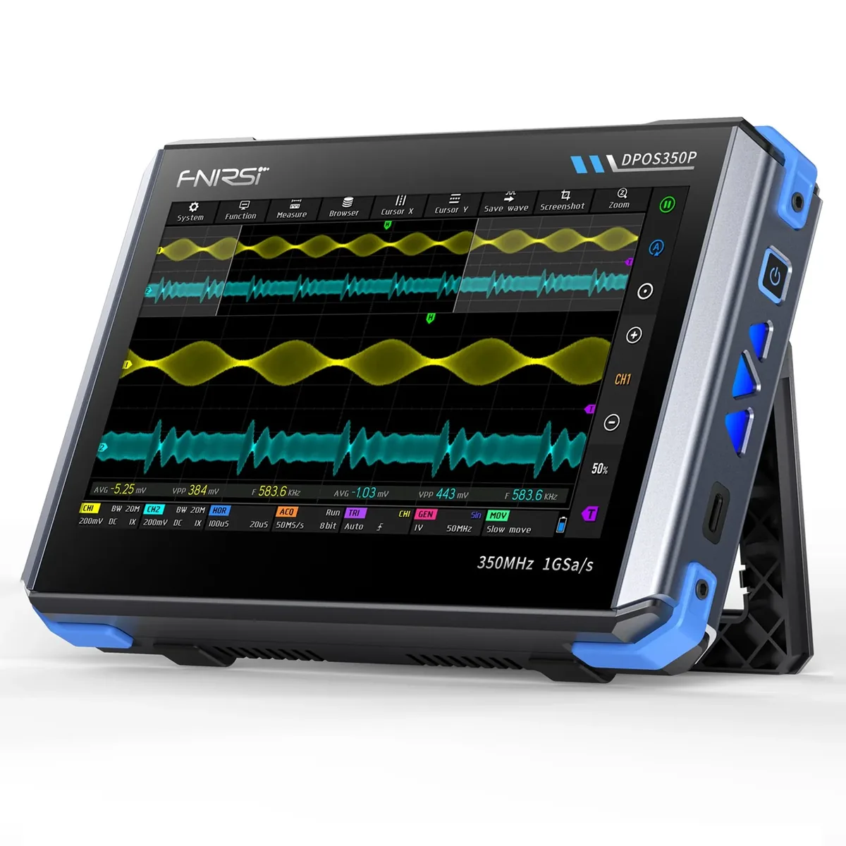 Осциллограф планшетный FNIRSI® DPOS350P 4-в-1 350 МГц 1GSPS