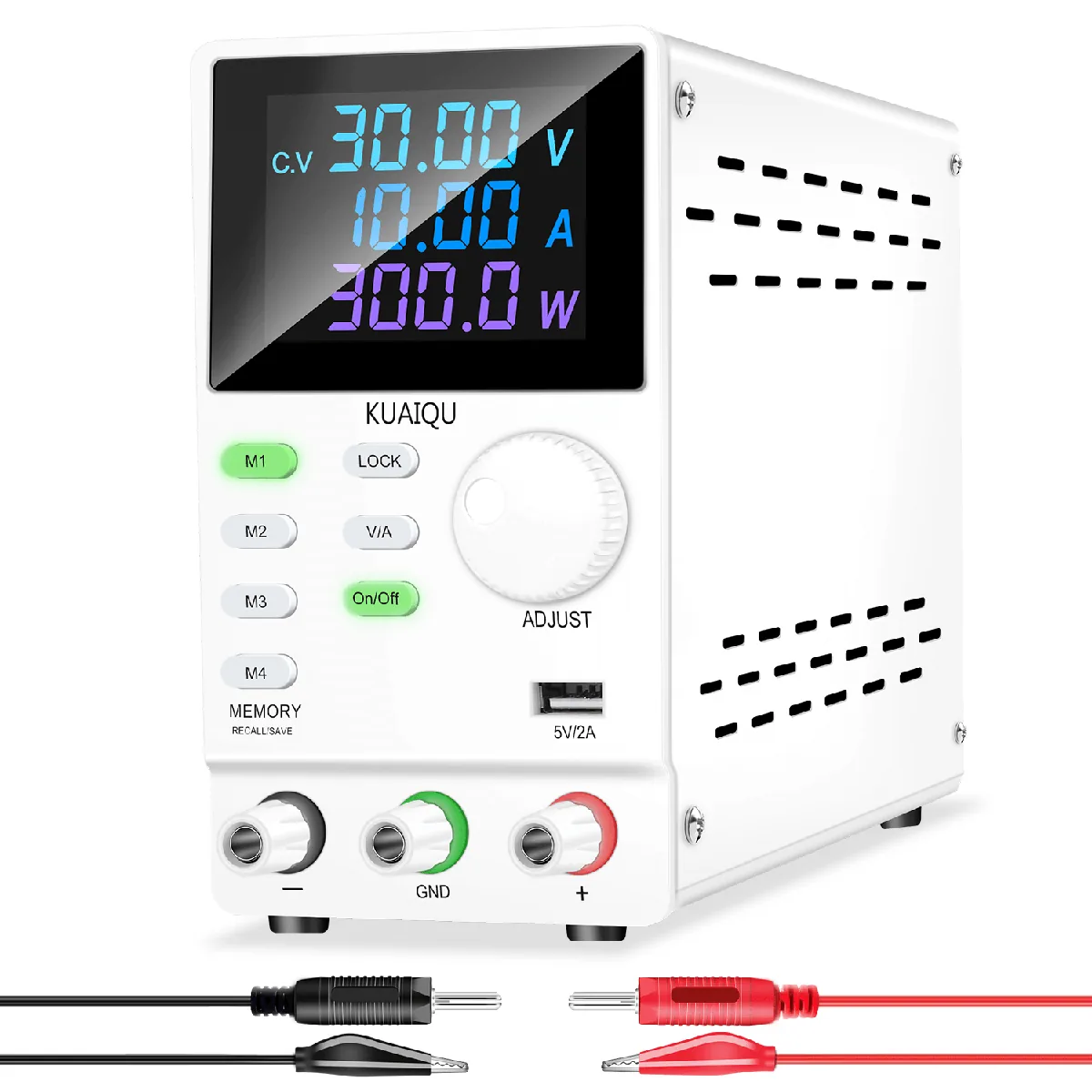 Регулируемый источник питания Kuaiqu SPPS3010D с 4-значный светодиодный цифровым дисплеем, 30В / 10А, цвет белый