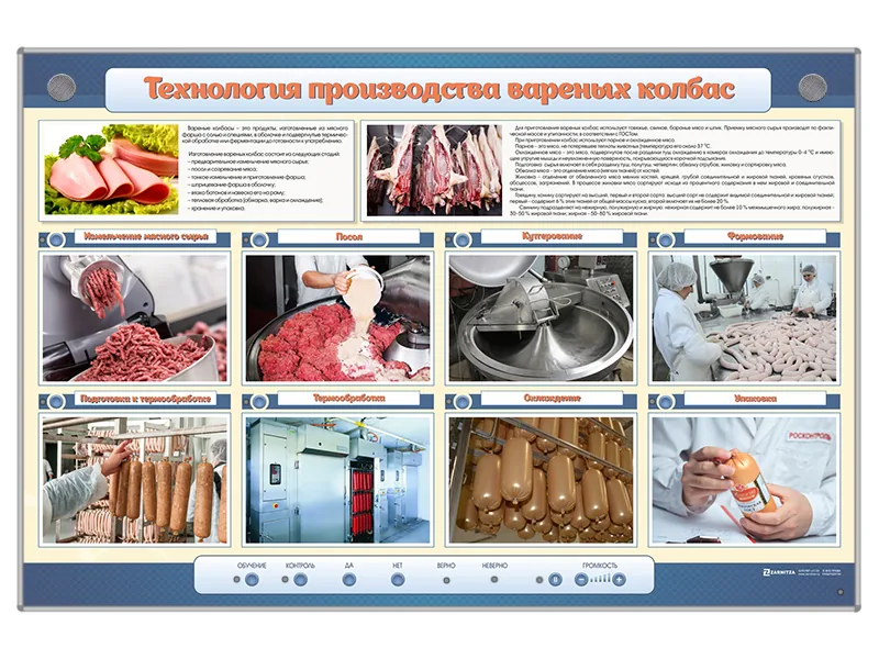 Стенд Зарница технология производства вареных колбас